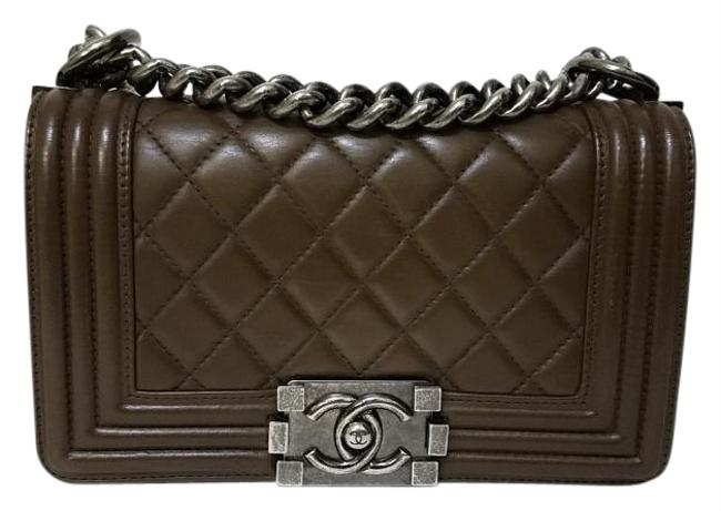 Chanel Boy Le Small Brown Lambskin Cross Body Bag 