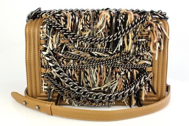 Chanel Boy Le Tan White Black Tweed Leather Cross Body Bag 