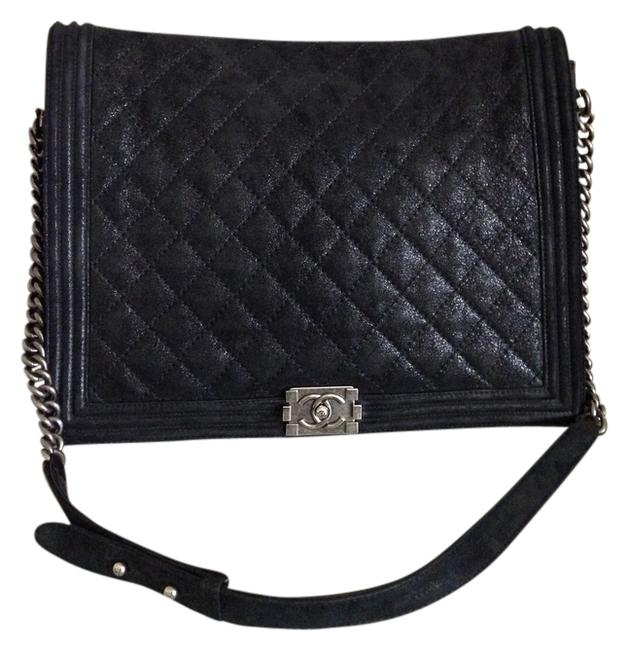 Chanel Boy XL Le Flap Black Suede Cross Body Bag 