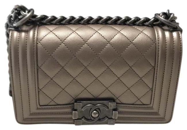 Chanel Boy Leather Bronze Metallic Cross Body Bag 