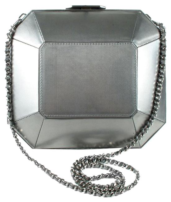 Chanel Clutch Lego Boy Box XL Hardshell Cc Silver Pvc Cross Body Bag 