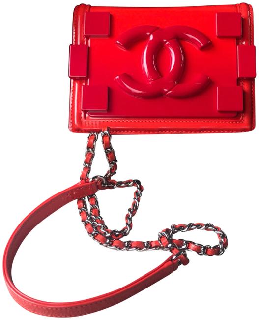 Chanel Lego Boy Series Mini Brick Orange Red Patent Leather Cross Body Bag 