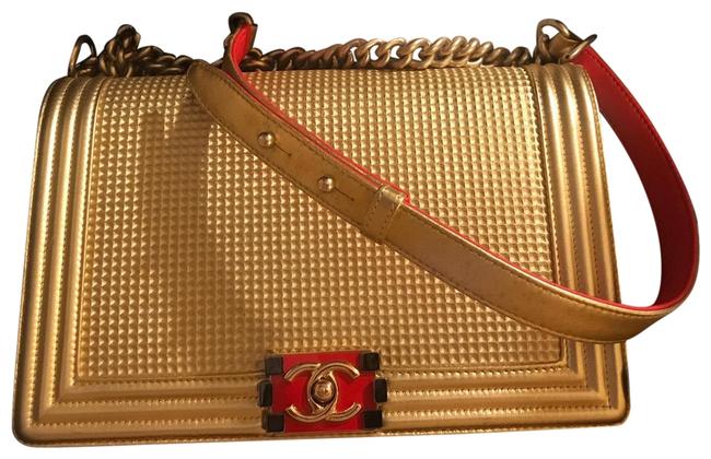 Chanel Boy Limited Edition Gold Metallic Leather Cross Body Bag 