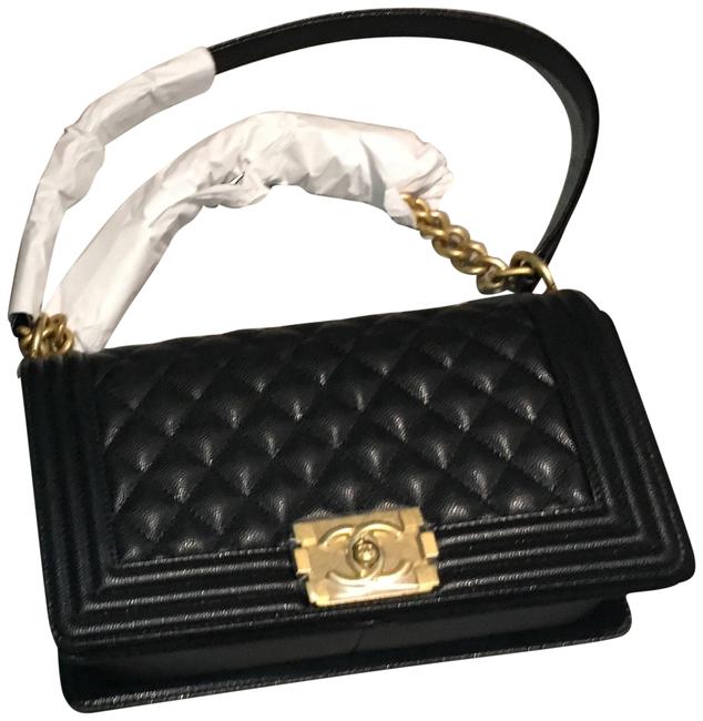 Chanel Boy Medium Ghw Black Caviar Leather Cross Body Bag 