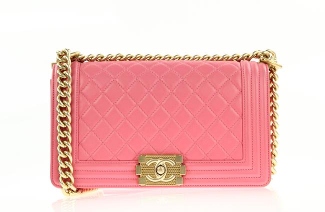 Chanel Boy Medium Pink Leather Cross Body Bag 