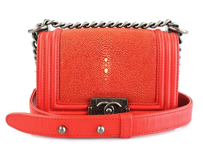 Chanel Shoulder Boy Mini Stingray Chili Red Cross Body Bag 