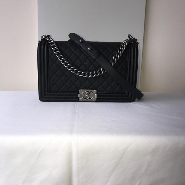 Chanel Boy New Medium Caviar Black Grained Calf Skin Cross Body Bag 