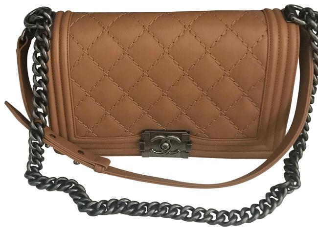 Chanel Boy Old Medium Carmel Calfskin Leather Cross Body Bag 