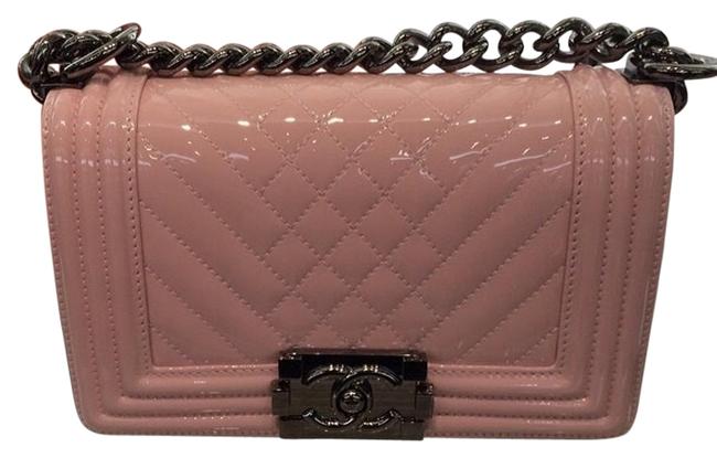Chanel Boy Old Medium Le Light Pink Patent Leather Cross Body Bag 