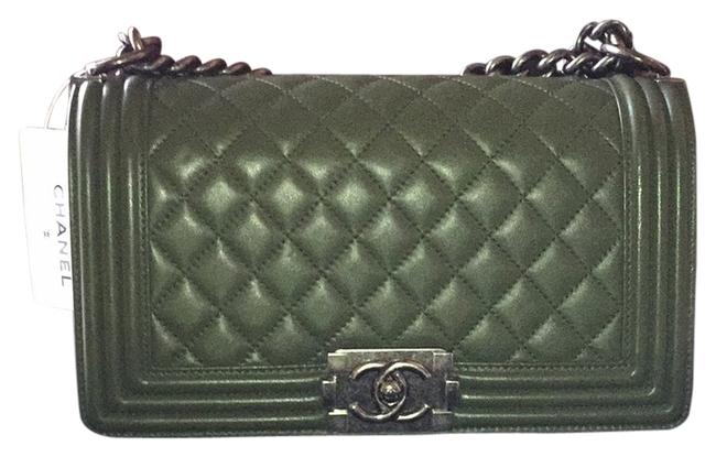 Chanel Boy Olive Green Cross Body Bag 