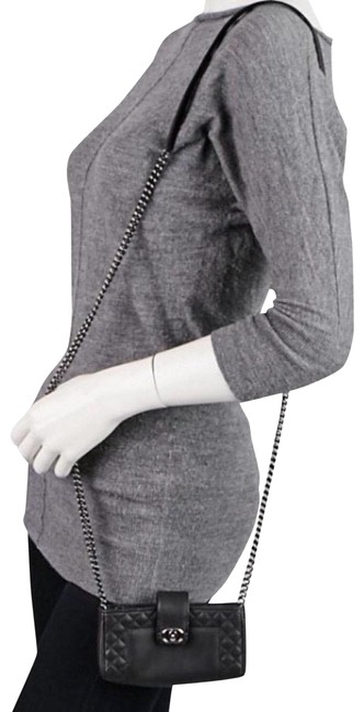 Chanel Boy Reverso Mini Pochette Black Patent Leather Cross Body Bag 