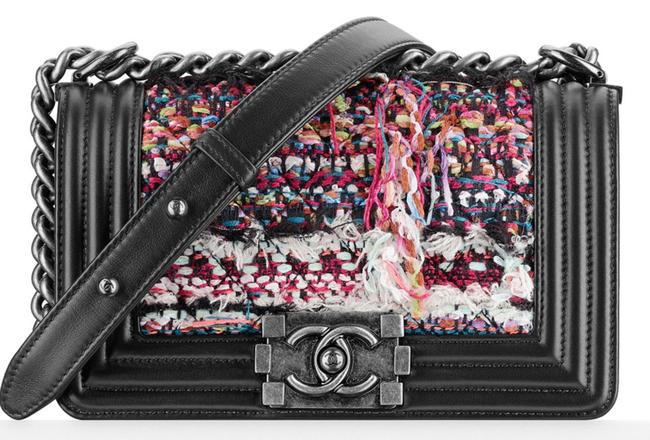 Chanel Boy Small Tweed Multicolored Leather Cross Body Bag 