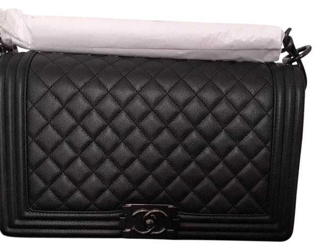 Chanel Boy So Black Caviar Leather Cross Body Bag 