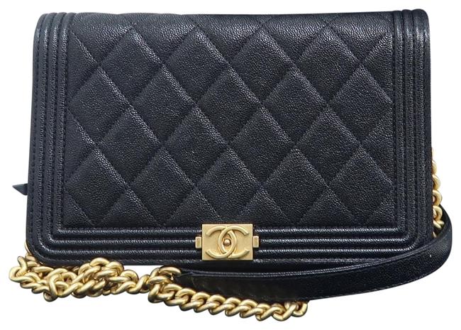 Chanel Boy Wallet on Chain Black Caviar Cross Body Bag 