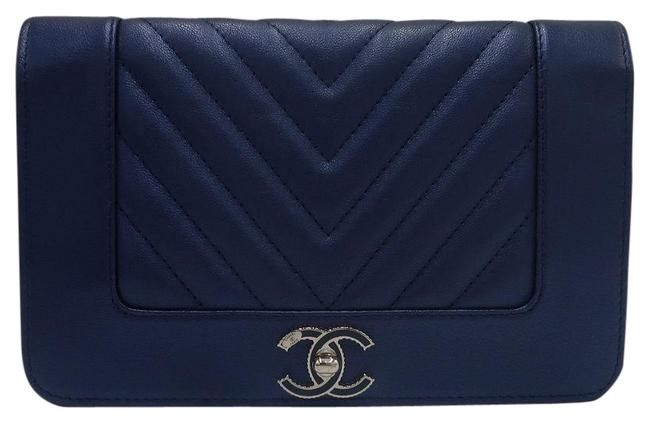 Chanel Boy Wallet on Chain Blue Lambskin Leather Cross Body Bag 