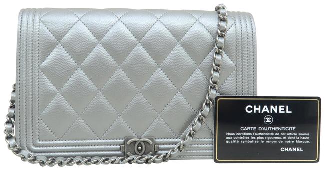 Chanel Boy Wallet on Chain Grey Caviar Cross Body Bag 
