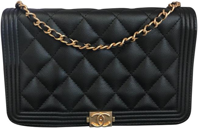 Chanel Wallet on Chain Boy Le Black Caviar Leather Cross Body Bag 
