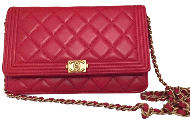 Chanel Boy Le Woc Red Lambskin Leather Cross Body Bag 