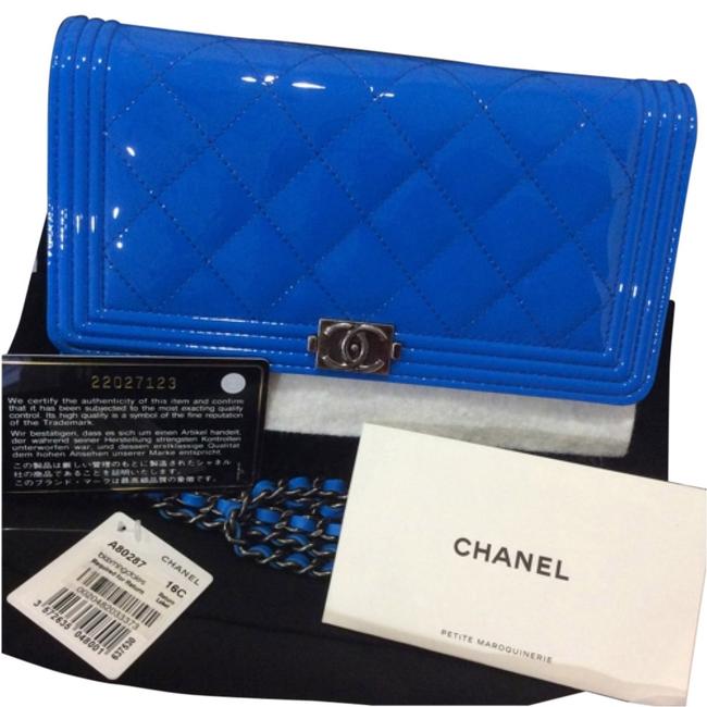 Chanel Boy New Mini Woc Blue Patent Cross Body Bag 