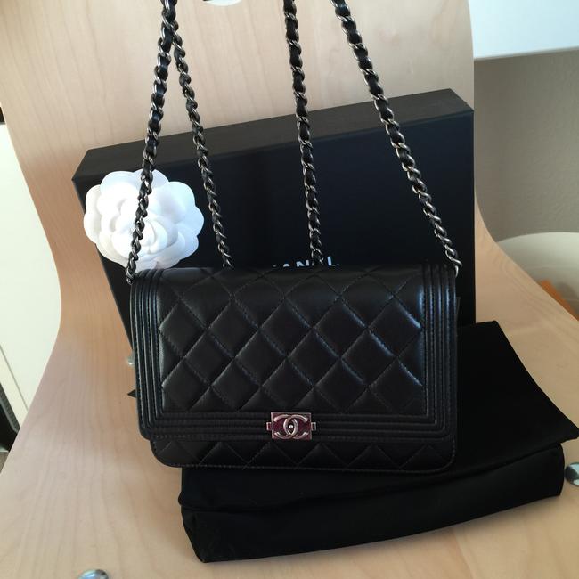 Chanel Boy Wallet on Chain Woc Black Lambskin Cross Body Bag 