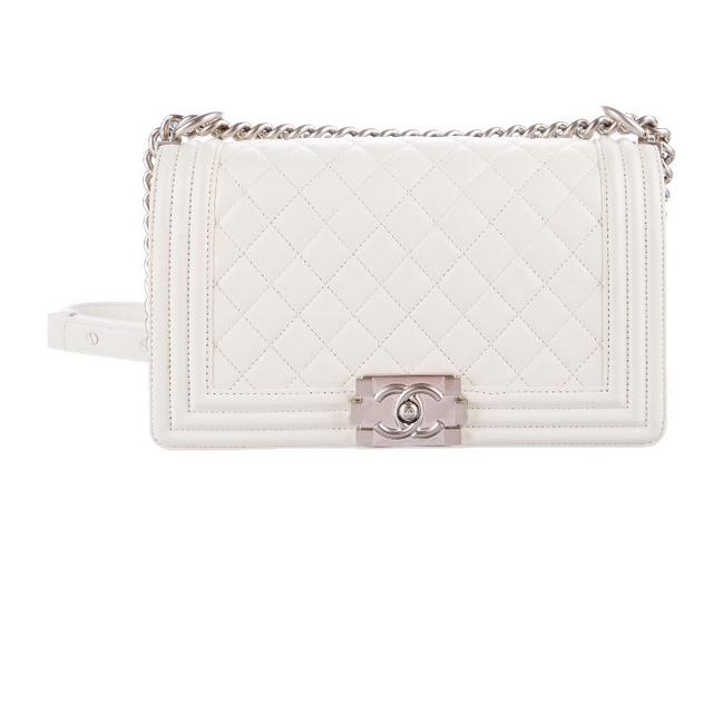 Chanel Boy White Calfskin Medium Cross Body Bag 
