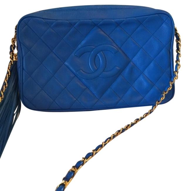 Chanel Bright Blue Leather Cross Body Bag 
