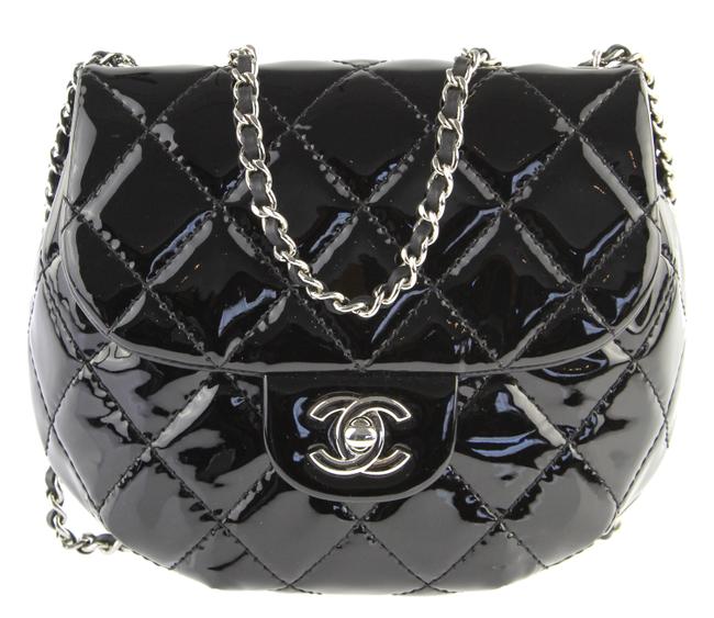 Chanel Bubble Cc Black Patent Leather Cross Body Bag 