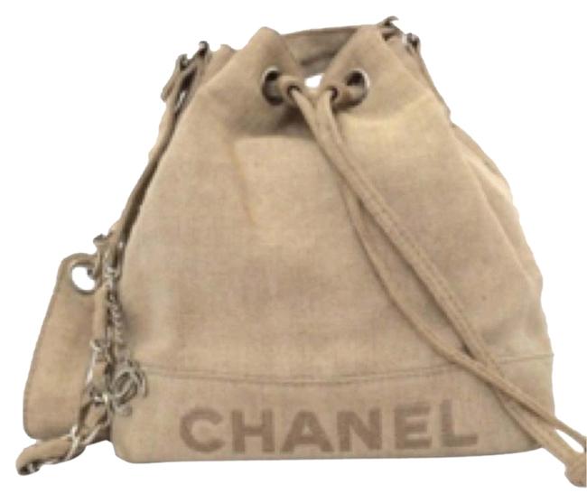 Chanel Bucket Sand Canvas Cross Body Bag 