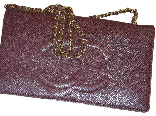 Chanel Burgundy Caviar Leather Cross Body Bag 