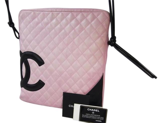 Chanel Cambon Extra Pink with Black Cc Lambskin Cross Body Bag 