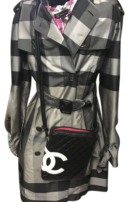 Chanel Messenger Cambon Quilted Black White Leather Cross Body Bag 