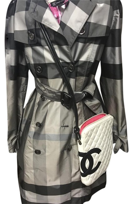 Chanel Messenger Quilted White Black Cambon Leather Cross Body Bag 