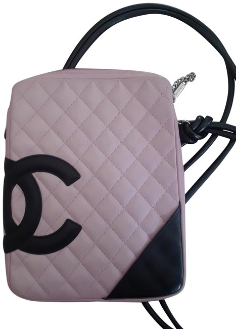 Chanel Cambon Pink Black Medium Pink Leather Cross Body Bag 