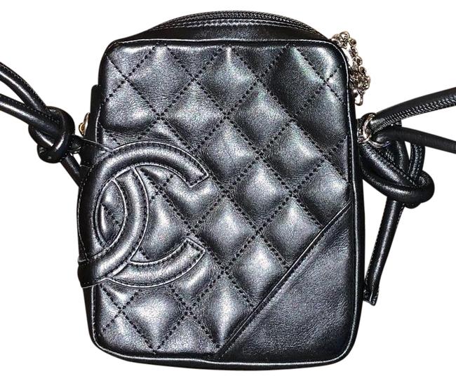 Chanel Cambon Quilted Black Leather Cross Body Bag 