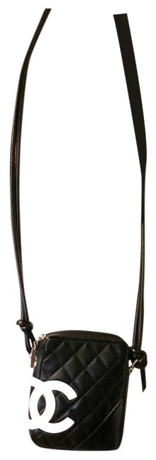 Chanel Cambon Small Black Lambskin Leather Cross Body Bag 