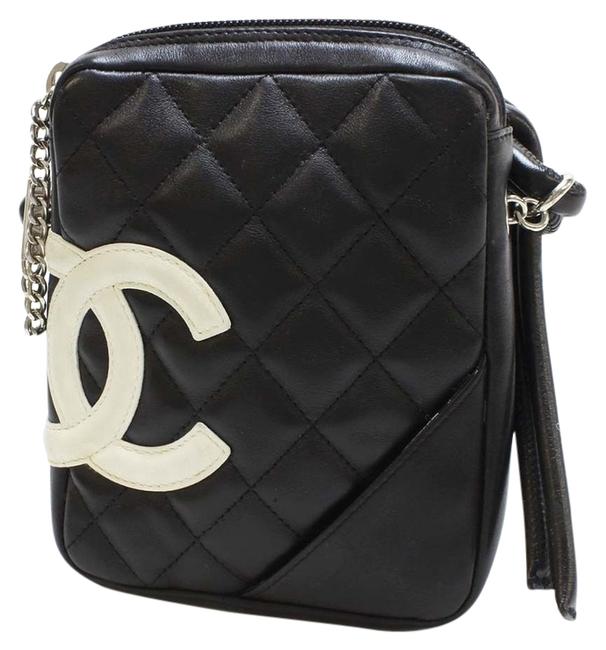 Chanel Cambon Small Pochette Black Leather Cross Body Bag 