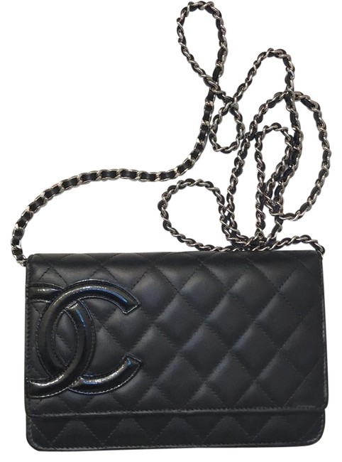 Chanel Cambon Woc Black Lamb Skin Cross Body Bag 