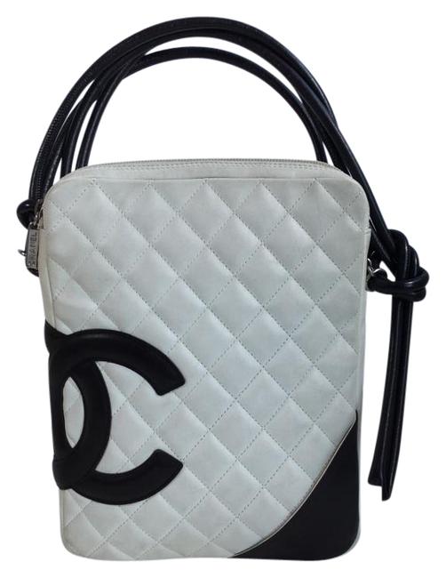 Chanel Cambon White and Black Leather Cross Body Bag 