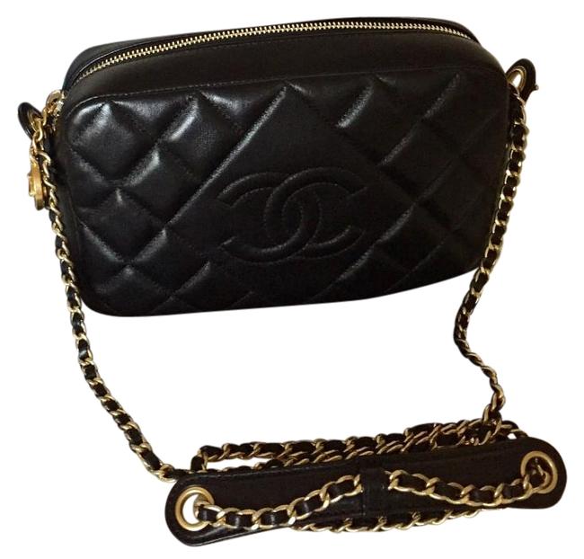 Chanel Camera Black Lambskin Cross Body Bag 