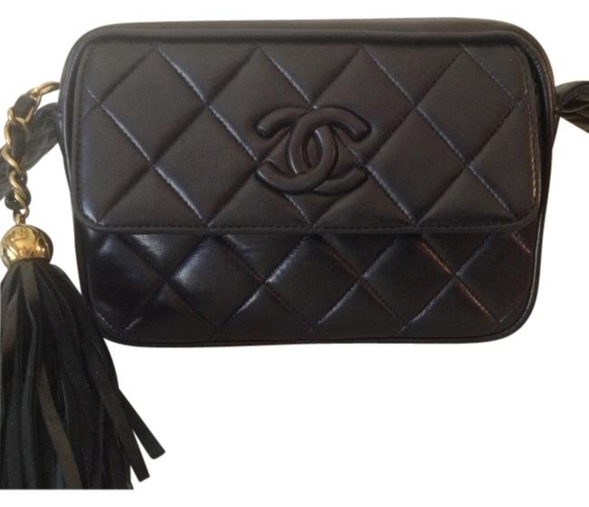 Chanel Camera Sale Cc Black Lambskin Leather Cross Body Bag 