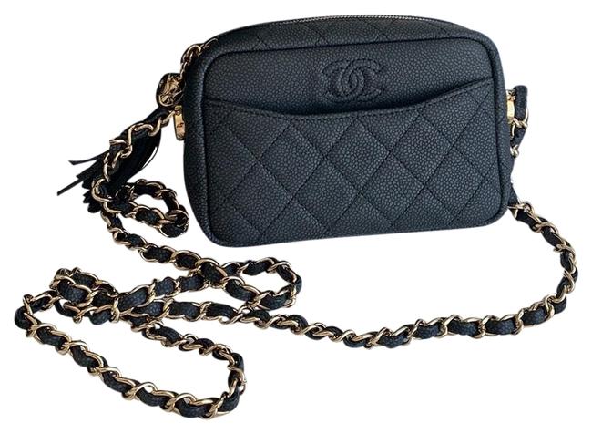 Chanel Camera Quilted Tassel Black Leather Cross Body Bag 