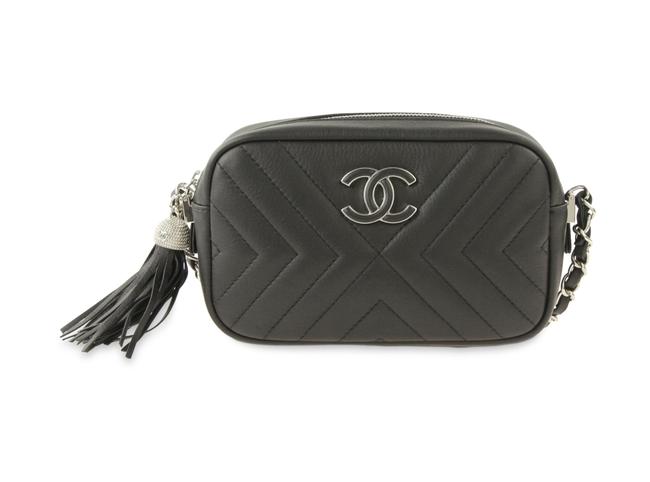 Chanel Camera Tassel Quilted Black Leather Cross Body Bag 