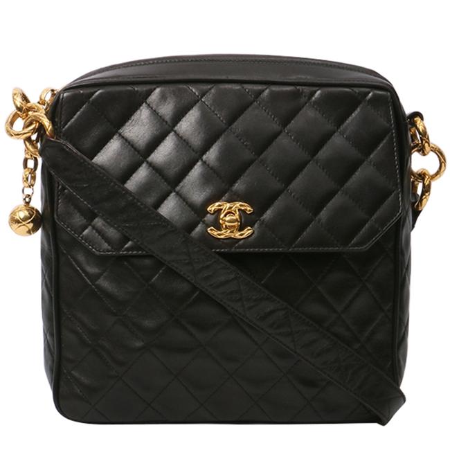 Chanel Camera Vintage Quilted Tassel Black Lambskin Leather Cross Body Bag 