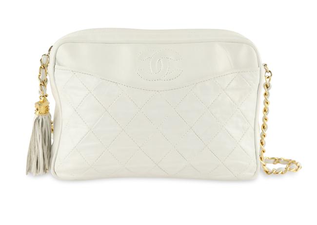 Chanel Camera White Leather Cross Body Bag 