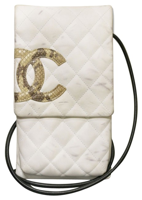 Chanel Camera White Python Leather Cross Body Bag 