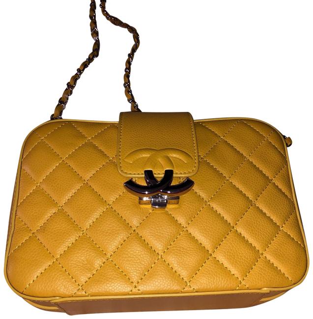 Chanel Camera Yellow Leather Cross Body Bag 