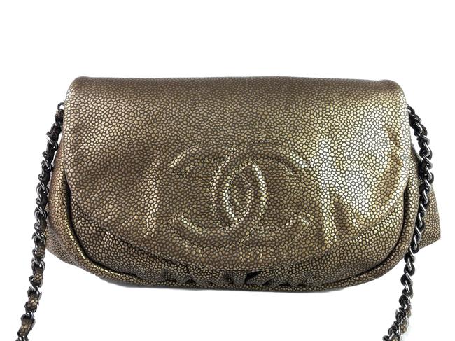 Chanel Caviar Half Moon Gold Leather Cross Body Bag 