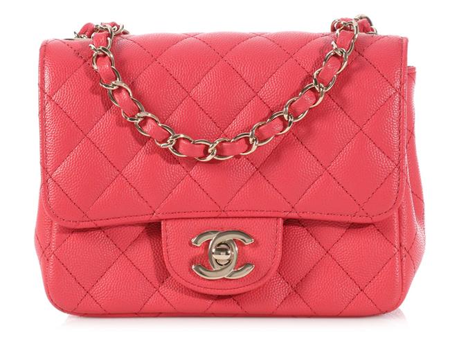 Chanel Caviar Mini Classic Pink Leather Cross Body Bag 