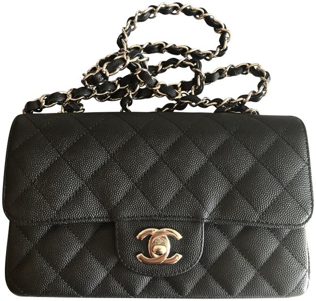 Chanel Caviar Mini Rectangle Flap with Shw Black Cross Body Bag 