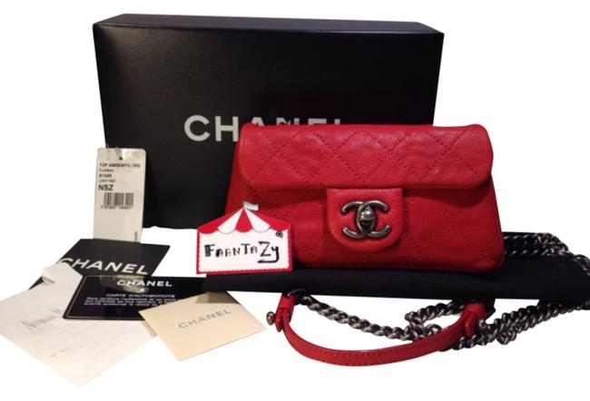 Chanel Caviar Mini8&quot Sac Rabbat Red Cross Body Bag 